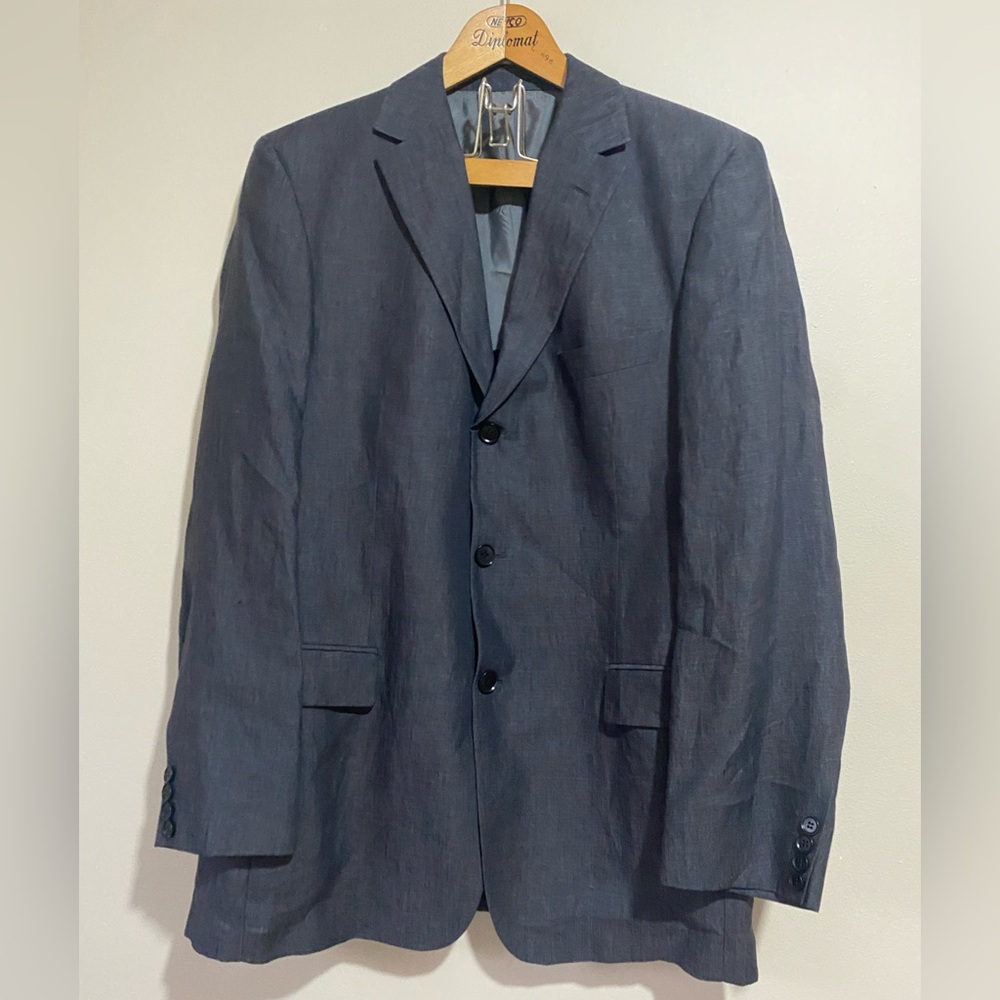 Hugo Boss Connery Blazer Solbiati 100% Linen Dark Gray Mens 42 R